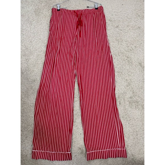 Woolx Womens Red Stripe Merino Wool Feather Touch Pajama Set Size L Tall Holiday - Picture 6 of 12